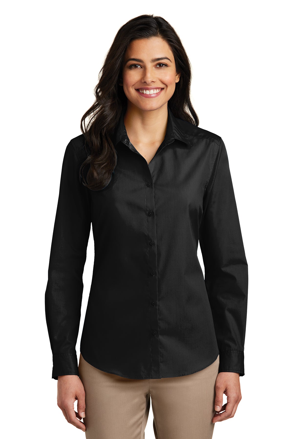 Ladies Port Authority® Long Sleeve Carefree Poplin Shirt