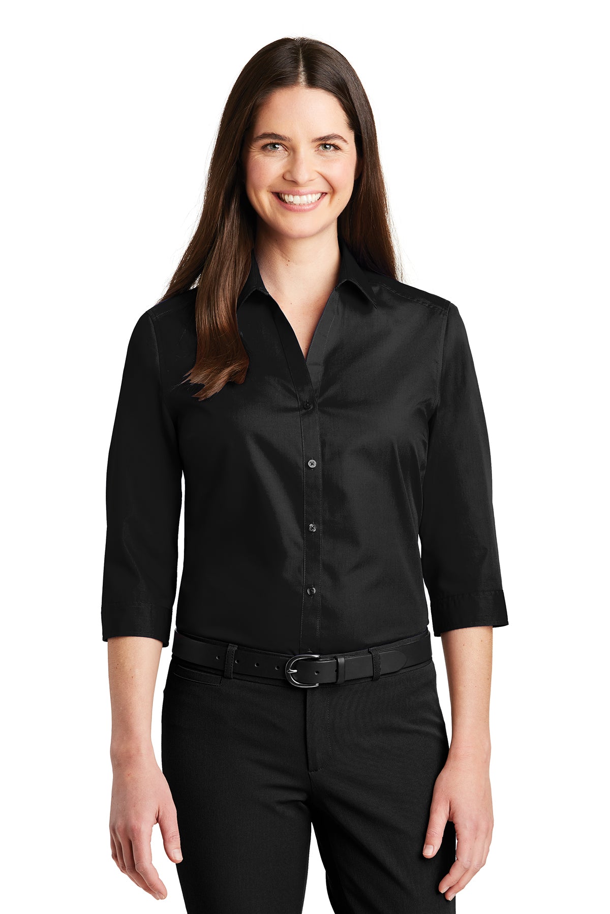 Ladies Port Authority® 3/4-Sleeve Carefree Poplin Shirt